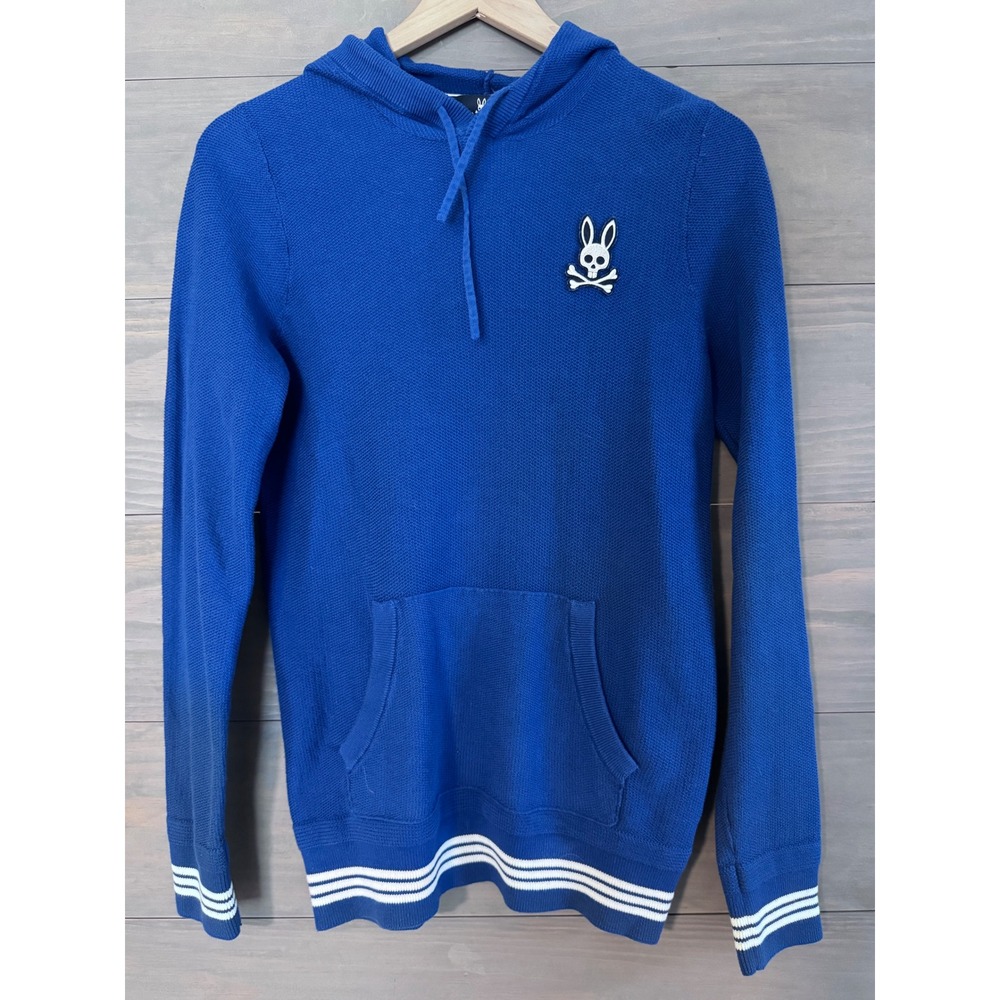 "WELLINGTON" PSYCHO BUNNYKNIT BLUE HOODIE Size‎ XXS